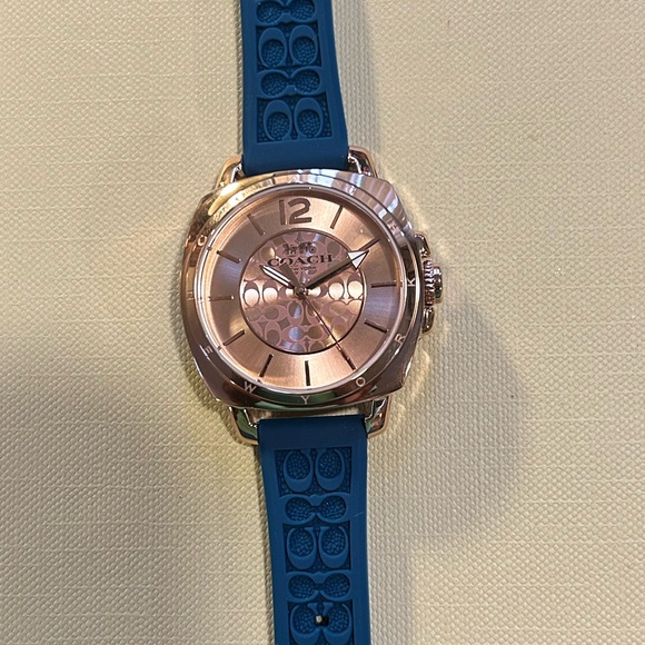 Coach Boyfriend Watch with 34mm Rose Gold Face With Teal Blue Silicone B… - Picture 2 of 5